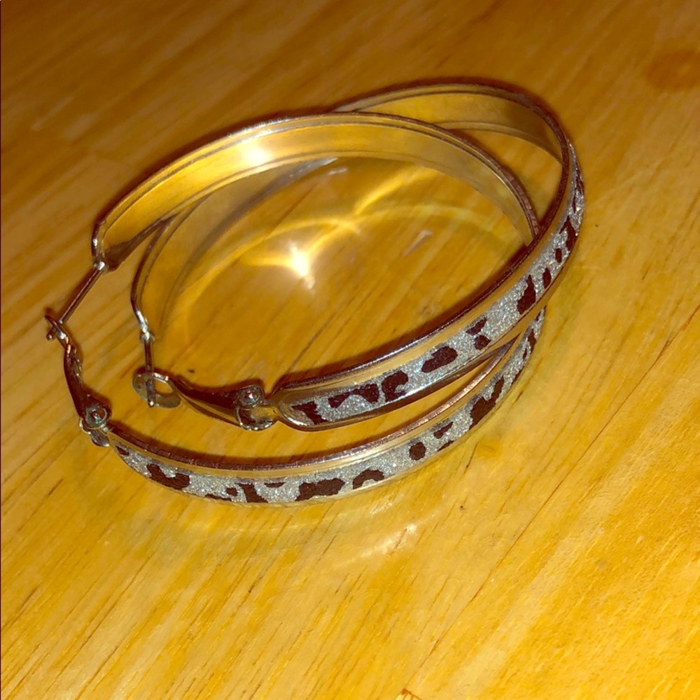 Leopard print hoop earrings